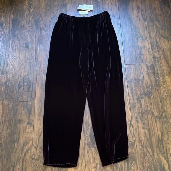 Eileen Fisher Purple Rayon/Silk Velvet Pants - Picture 3 of 7